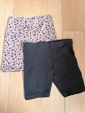 Girls' Pink Leopard & Black Bike Shorts Set